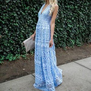 Vici Powder Blue Fleur Lace Maxi Dress - Medium